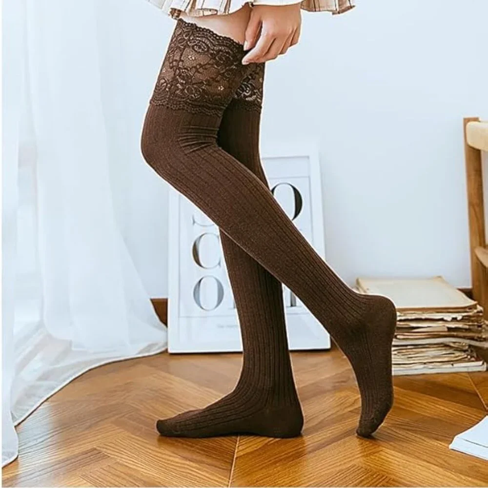 Large Lace Knee High Socks